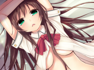 Картинка аниме unknown +другое бант фон взгляд рубашка девушка