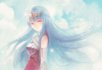 Картинка аниме unknown +другое orry птицы облака девушка небо арт