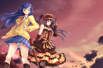 Картинка аниме date+a+live tokisaki kurumi itsuka shidou date a live девушки арт follen 639594 пистолеты