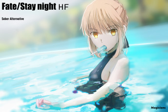 Картинка аниме fate stay+night magicians saber alter stay night вода девушка артурия мороженое