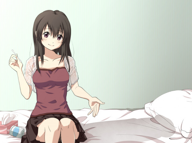 Обои картинки фото аниме, unknown,  другое, арт, artist, tagme, ватные, палочки, девушка