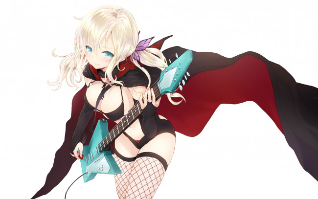 Обои картинки фото аниме, boku wa tomodachi ga sukunai, гитара, cait, kashiwazaki, sena, взгляд, блондинка, девушка, арт, boku, wa, tomodachi, ga, sukunai