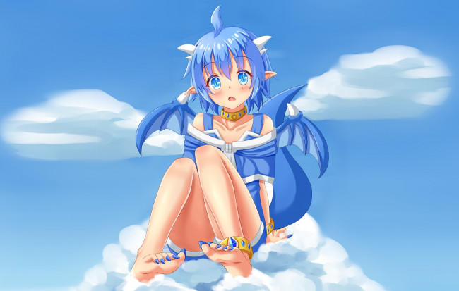 Обои картинки фото аниме, животные,  существа, fast-runner-2024, kota, дракончик, девочка, арт