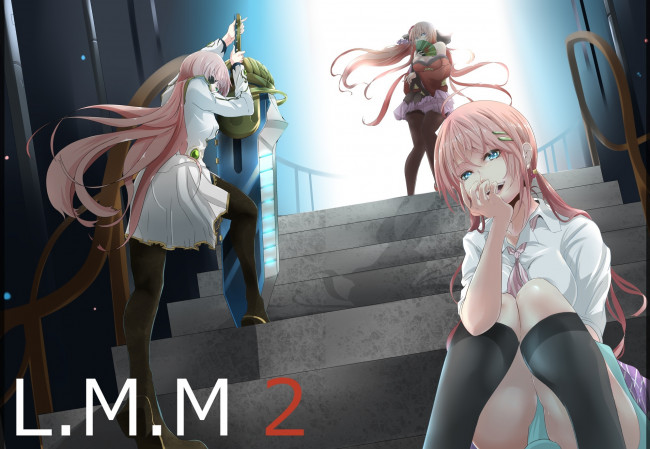 Обои картинки фото аниме, vocaloid, megurine, luka, девушки, арт, endo, меч