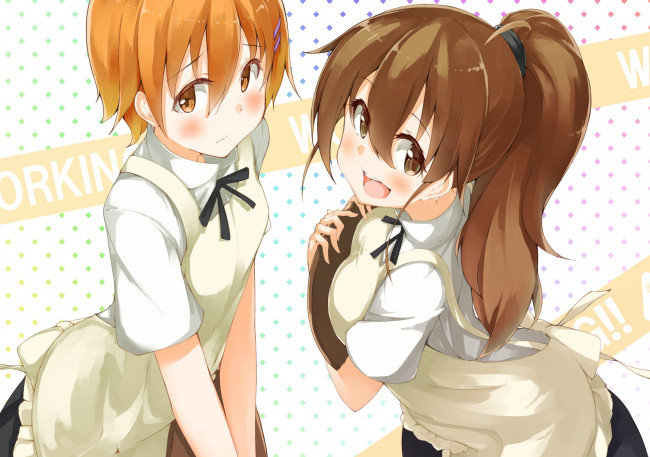 Обои картинки фото аниме, working, taneshima, popura, okomeito, девочки, арт, inami, mahiru
