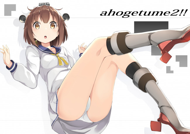 Обои картинки фото аниме, kantai collection, девушка, арт, mafu9, kancolle, yukikaze, kantai, collection