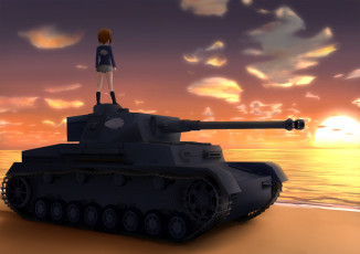 Картинка аниме girls+und+panzer девушка фон взгляд