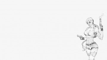 Картинка рисованное комиксы очки девушка фон скетч пистолет взгляд коса