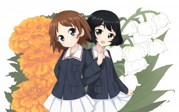 Картинка аниме girls+und+panzer девушки фон взгляд