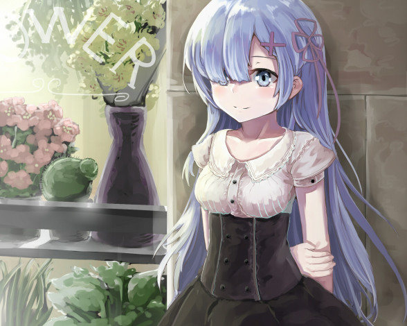 Обои картинки фото аниме, re,  zero kara hajimeru isekai seikatsu, фон, взгляд, девушка