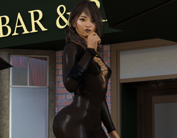 Обои картинки фото 3д графика, люди , people, взгляд, фон, девушка