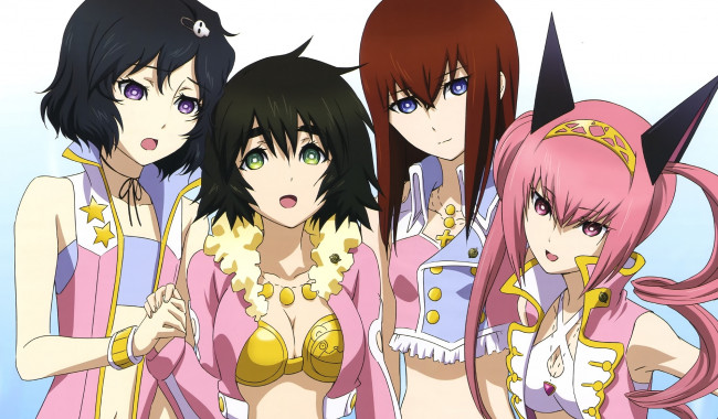 Обои картинки фото аниме, smile precure, взгляд, девушки, фон