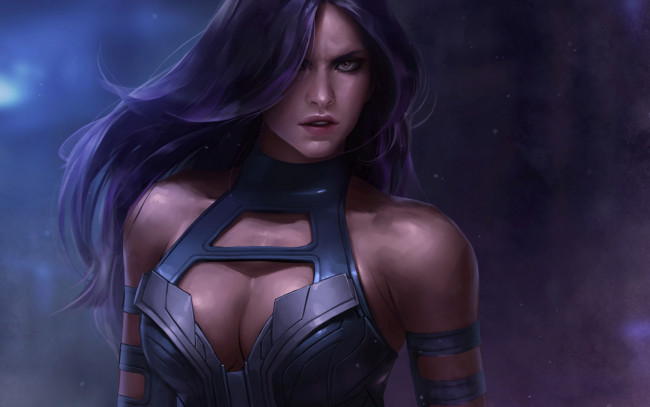 Обои картинки фото рисованное, комиксы, фон, взгляд, девушка