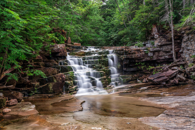Обои картинки фото природа, водопады, водопад, река, лес