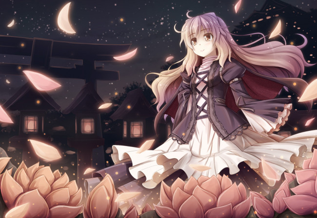 Обои картинки фото аниме, touhou, девушка, взгляд, фон