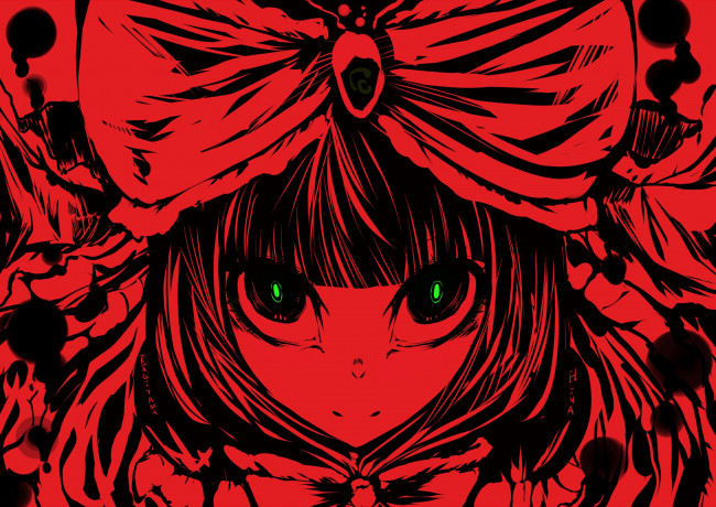 Обои картинки фото аниме, touhou, фон, девушка, взгляд