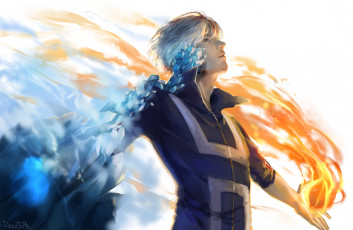 Картинка аниме boku+no+hero+academia тодороки шото