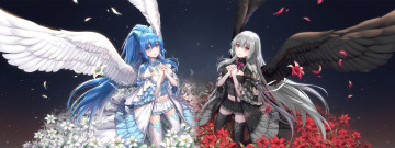 Картинка аниме ангелы +демоны девушки