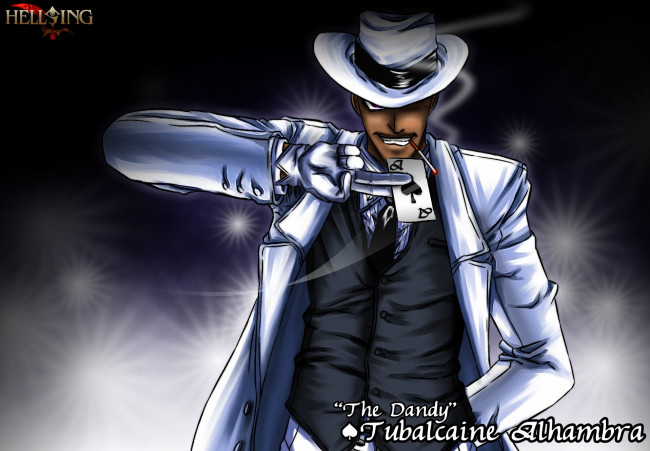 Обои картинки фото аниме, hellsing, vampire, tubalcain, костюм, карта, вампир