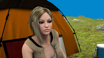 Картинка 3д+графика люди+ people взгляд фон девушка