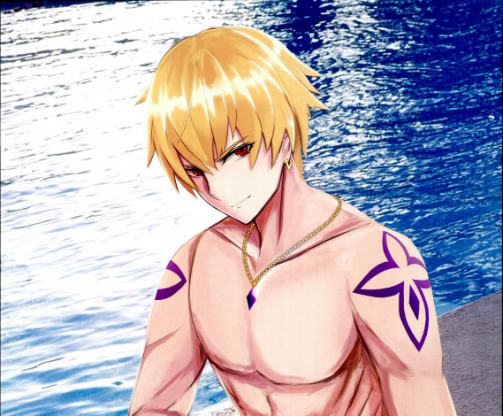 Обои картинки фото аниме, fate, stay night, гильгамеш