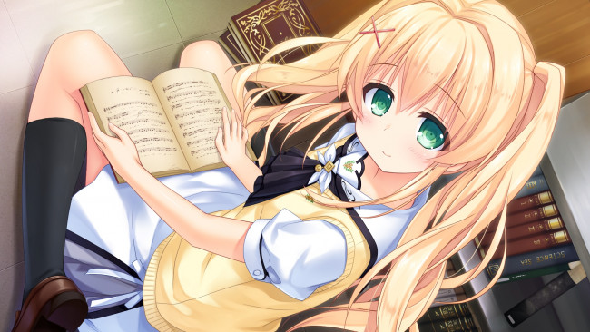 Обои картинки фото аниме, summer pockets, фон, взгляд, девушка