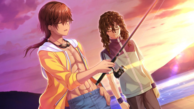 Обои картинки фото аниме, summer pockets, фон, взгляд, девушки