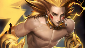 Картинка фэнтези существа парень пикачу ошейник шрамы