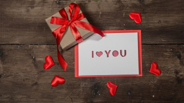 Картинка праздничные день+святого+валентина +сердечки +любовь подарок лента бант признание надпись сердечки