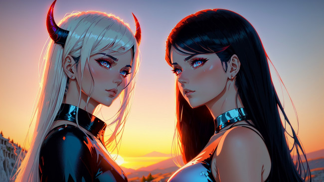 Обои картинки фото аниме, ангелы,  демоны, нейросети, графика, нейроарт, ai, art, нейронные, сети, рисунки, нейро, искусство