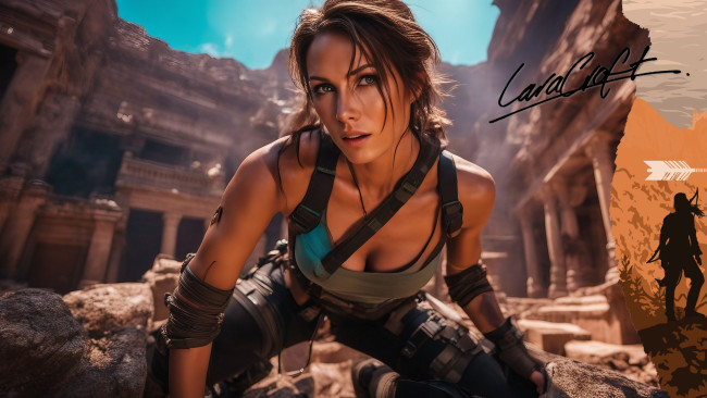 Обои картинки фото lara croft, видео игры, tomb raider , other, девушка, нейросеть