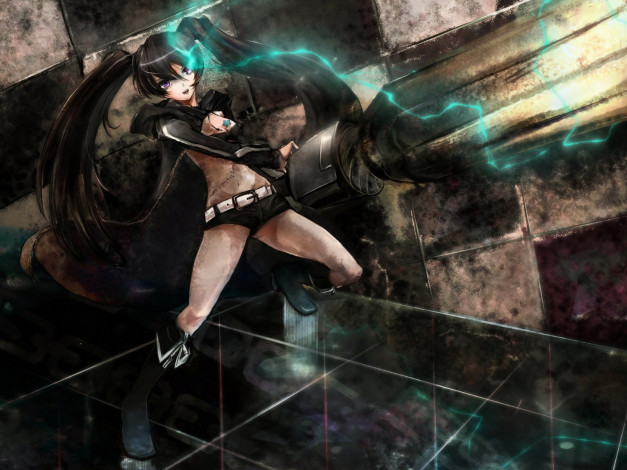 Обои картинки фото аниме, black, rock, shooter