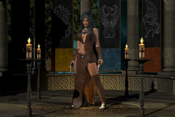 Картинка 3д графика fantasy фантазия девушка свечи