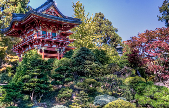 Обои картинки фото города, буддистские, другие, храмы, пагода, парк, деревья