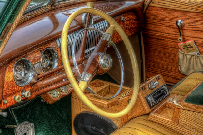 Обои картинки фото автомобили, спидометры, торпедо, ретро, руль, приборы