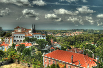 Картинка португалия лиссабон города кусты деревья панорама дома дорога