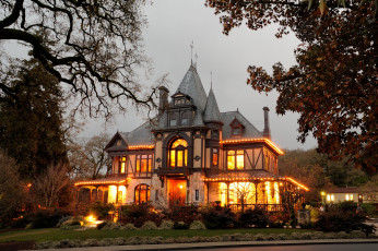 Картинка города здания дома огни дом вечер