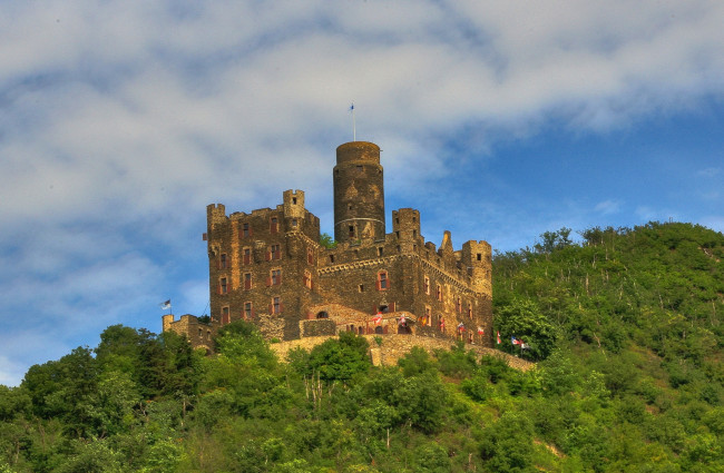 Обои картинки фото германия, burg, maus, города, дворцы, замки, крепости, деревья, гора, замок