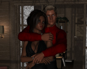 Картинка 3д+графика романтика+ romantics мужчина фон взгляд девушка