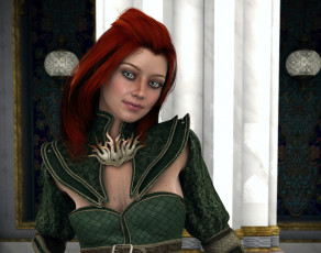 Картинка 3д+графика люди+ people взгляд девушка рыжая фон