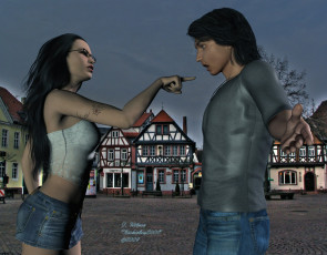 Картинка 3д+графика люди+ people девушка взгляд фон парень