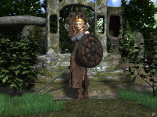 Картинка 3д+графика амазонки+ amazon фон взгляд девушка оружие