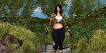 Картинка 3д+графика фантазия+ fantasy оружие взгляд фон девушка