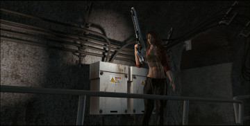 Картинка 3д+графика фантазия+ fantasy фон взгляд оружие девушка