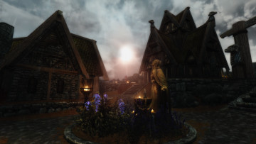 Картинка 3д+графика фантазия+ fantasy дома свечи клумба цветы