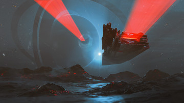 Картинка фэнтези космические+корабли +звездолеты +станции горы spaceship кольцо фантастика свет корабль планета космос