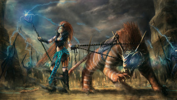 Картинка фэнтези красавицы+и+чудовища существо зверь девушка магия колдунья