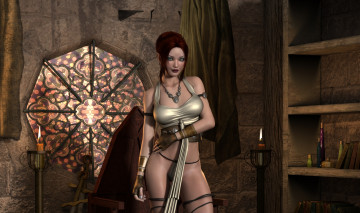 Картинка 3д+графика люди+ people девушка интерьер фон взгляд