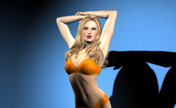 обоя 3д графика, люди , people, девушка, взгляд, фон, блондинка