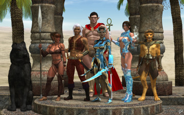 Картинка 3д+графика фантазия+ fantasy троли фон взгляд девушки оружие